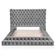 FOA Biron 3pc Gray Fabric Upholstered Bedroom Set - King + 2 Nightstands