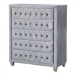 FOA Biron 6pc Gray Fabric Bed Set- CalKing+2 Nightstands+Chest+Dresser+Mirror