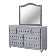 FOA Biron 6pc Gray Fabric Bed Set - King+2 Nightstands+Chest+Dresser+Mirror