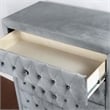 FOA Biron 6pc Gray Fabric Bed Set - Queen+2 Nightstands+Chest+Dresser+Mirror