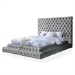 FOA Biron 5pc Gray Fabric Bedroom Set - Queen+2 Nightstands+Dresser+Mirror