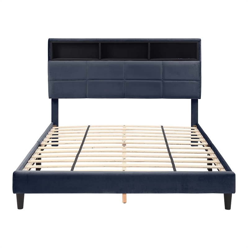Furniture of America Alto Fabric Storage California King Bed with USB in Gray