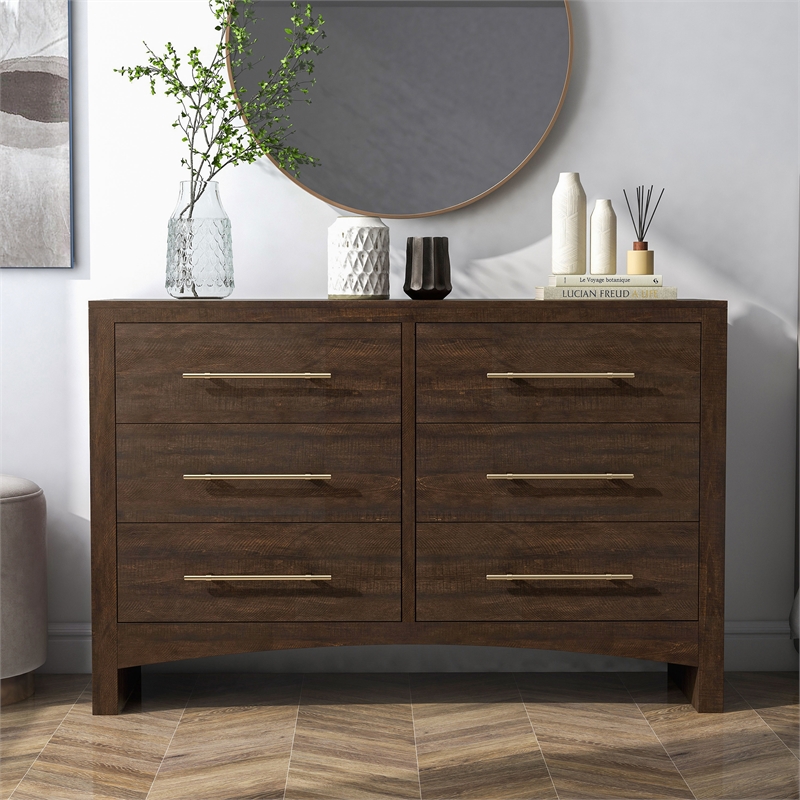 Furniture of America Irvine Contemporary Wood 6-Drawer Dresser in Walnut