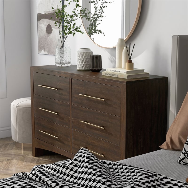 Furniture of America Irvine Contemporary Wood 6-Drawer Dresser in Walnut