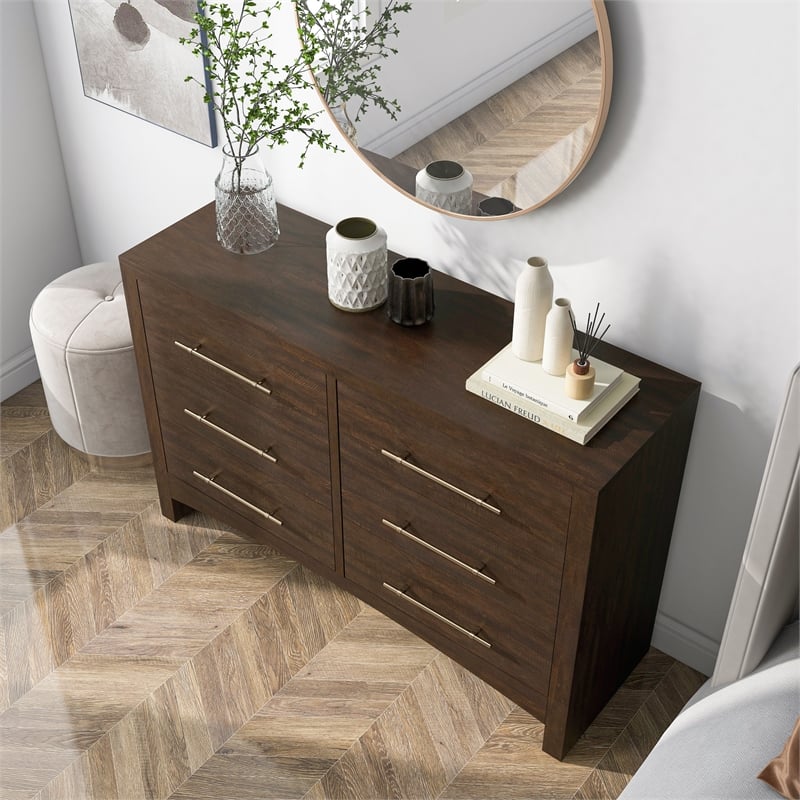 Furniture of America Irvine Contemporary Wood 6-Drawer Dresser in Walnut