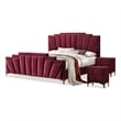 Furniture of America Lund 3pc Red Fabric Bedroom Set - King + 2 Nightstands