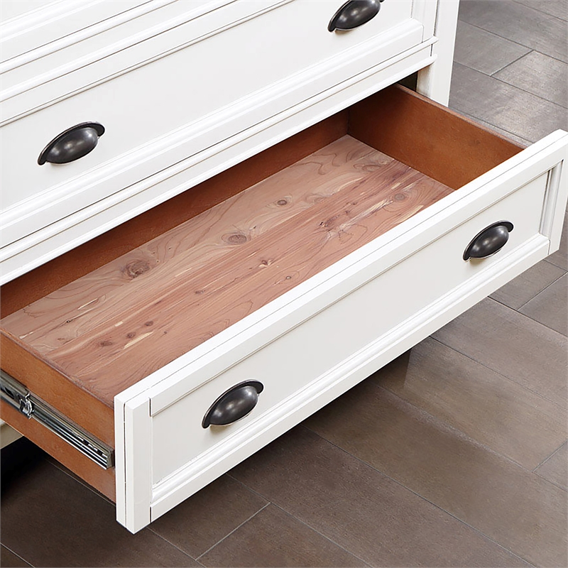 FOA Ender 6pc White Wood Bedroom Set -CalKing+2 Nightstands+Chest+Dresser+Mirror