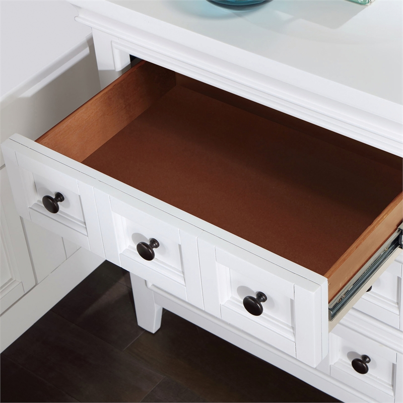 FOA Ender 6pc White Wood Bedroom Set - King +2 Nightstands +Chest+Dresser+Mirror