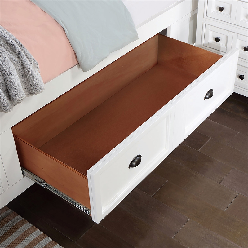 FOA Ender 6pc White Wood Bedroom Set - Full+ 2 Nightstands+Chest+Dresser+ Mirror