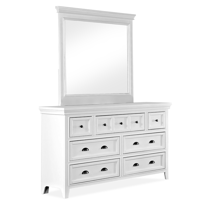 FOA Ender 6pc White Wood Bedroom Set - Twin +2 Nightstands +Chest+Dresser+Mirror