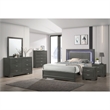 FOA Santi 6pc Gray Wood Bedroom Set - Queen+2 Nightstands+Chest+Dresser+Mirror