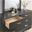 FOA Santi 6pc Gray Wood Bedroom Set - Queen+2 Nightstands+Chest+Dresser+Mirror