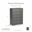 FOA Santi 6pc Gray Wood Bedroom Set - Queen+2 Nightstands+Chest+Dresser+Mirror