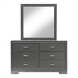 FOA Santi 6pc Gray Wood Bedroom Set - Queen+2 Nightstands+Chest+Dresser+Mirror