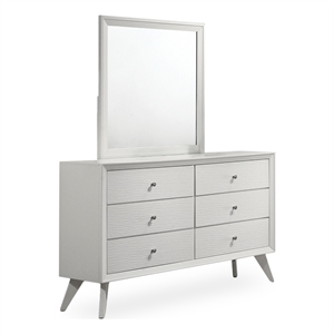 Furniture of America Vrone Wood 6-Drawer Dresser with Mirror in White