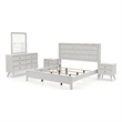 FOA Vrone 5pc Wood White Bedroom Set - Queen + 2 Nightstands + Dresser + Mirror