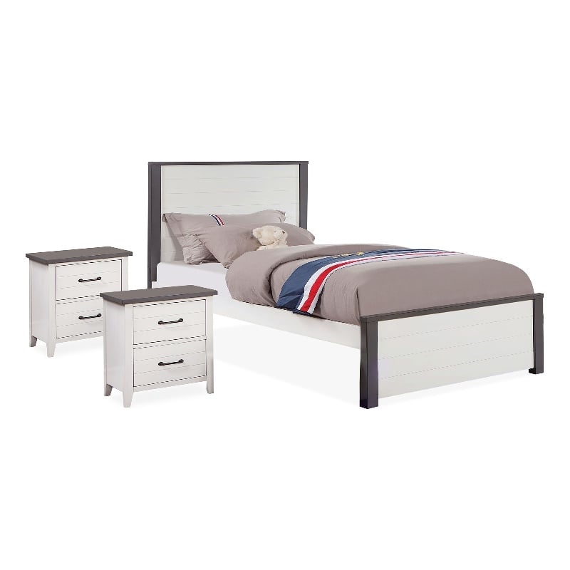 Furniture of America Acres 3pc Wood White Bedroom Set - Full + 2 Nightstands
