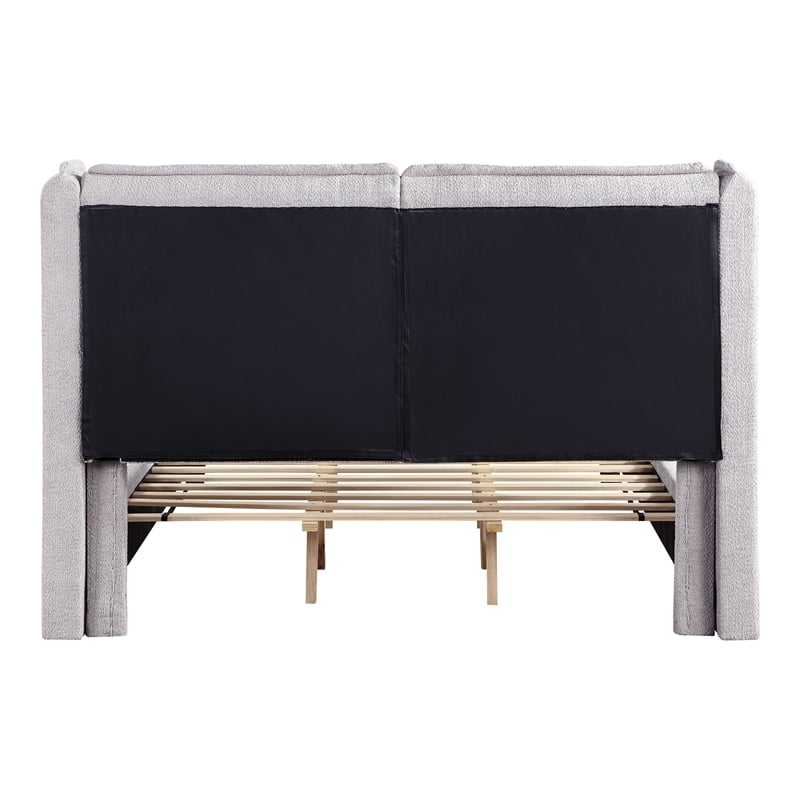 Furniture of America Paent Fabric Upholstered Platform Queen Bed in Light Gray