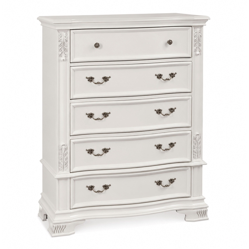 Furniture of America Vela Transitional Wood 5-Drawer Chest in White