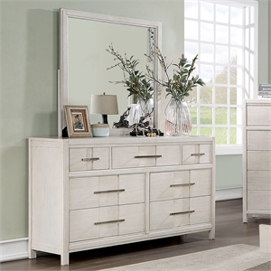 Furniture of America Vela Wood 7-Drawer Dresser with Mirror in White