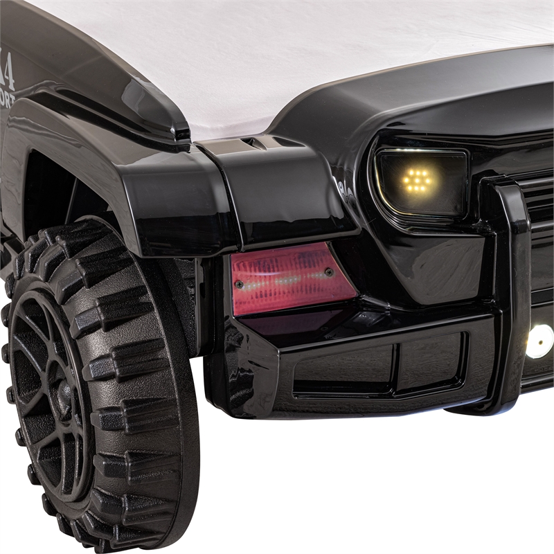 Furniture of America Abest Plastic Off Road Race Car Twin Kid's Bed in Black