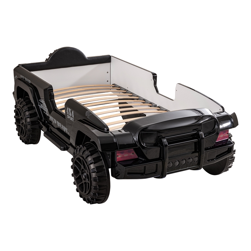 Furniture of America Abest Plastic Off Road Race Car Twin Kid's Bed in Black