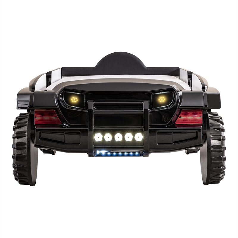 Furniture of America Abest Plastic Off Road Race Car Twin Kid's Bed in Black