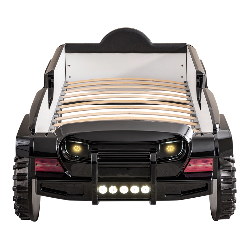 Furniture of America Abest Plastic Off Road Race Car Twin Kid's Bed in Black