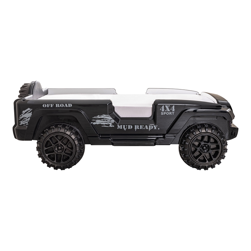 Furniture of America Abest Plastic Off Road Race Car Twin Kid's Bed in Black