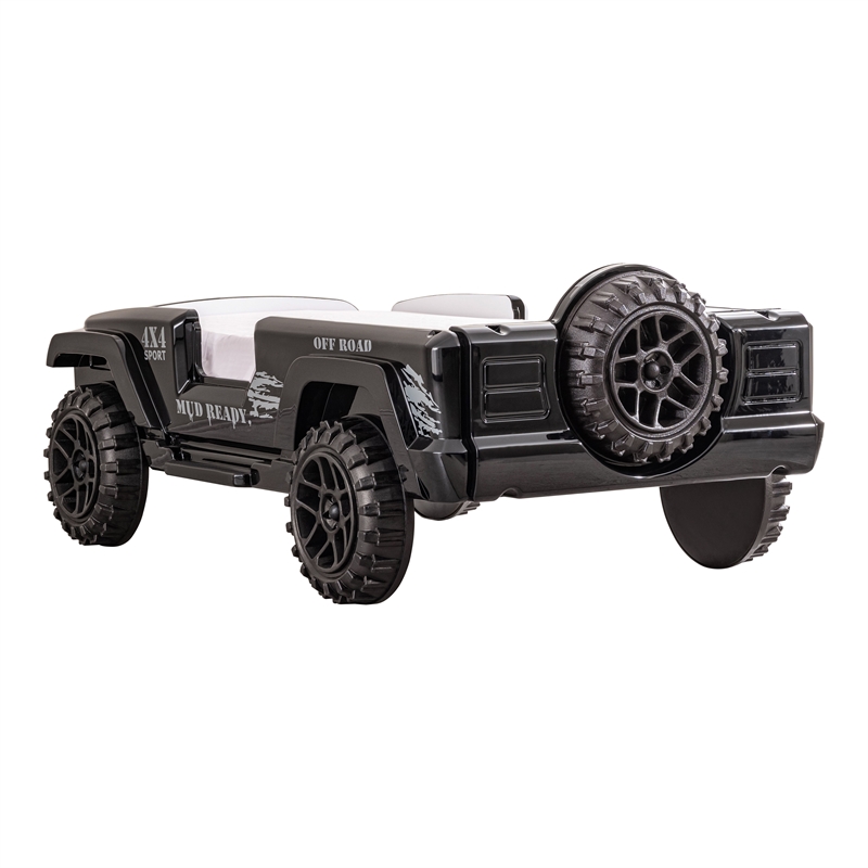 Furniture of America Abest Plastic Off Road Race Car Twin Kid's Bed in Black