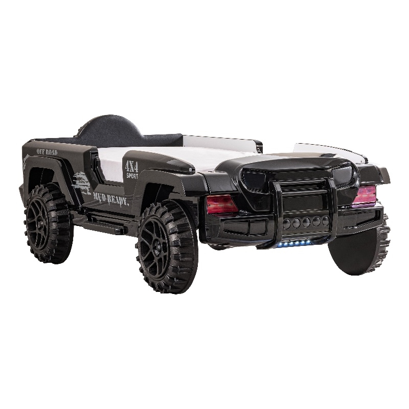 Furniture of America Abest Plastic Off Road Race Car Twin Kid's Bed in Black