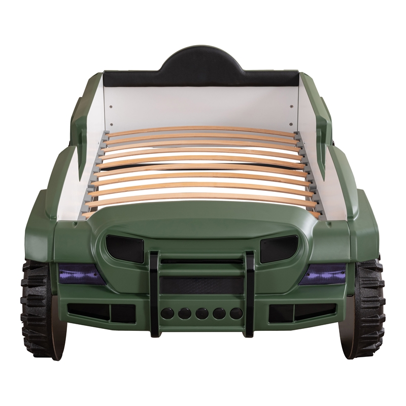 Furniture of America Abest Plastic Off Road Race Car Twin Kid's Bed in Green