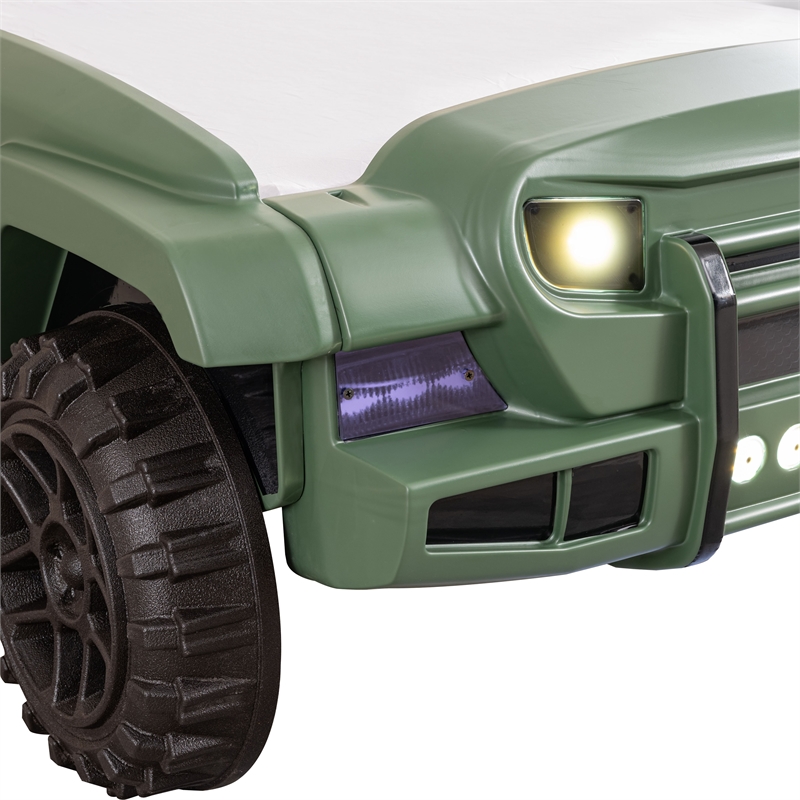 Furniture of America Abest Plastic Off Road Race Car Twin Kid's Bed in Green