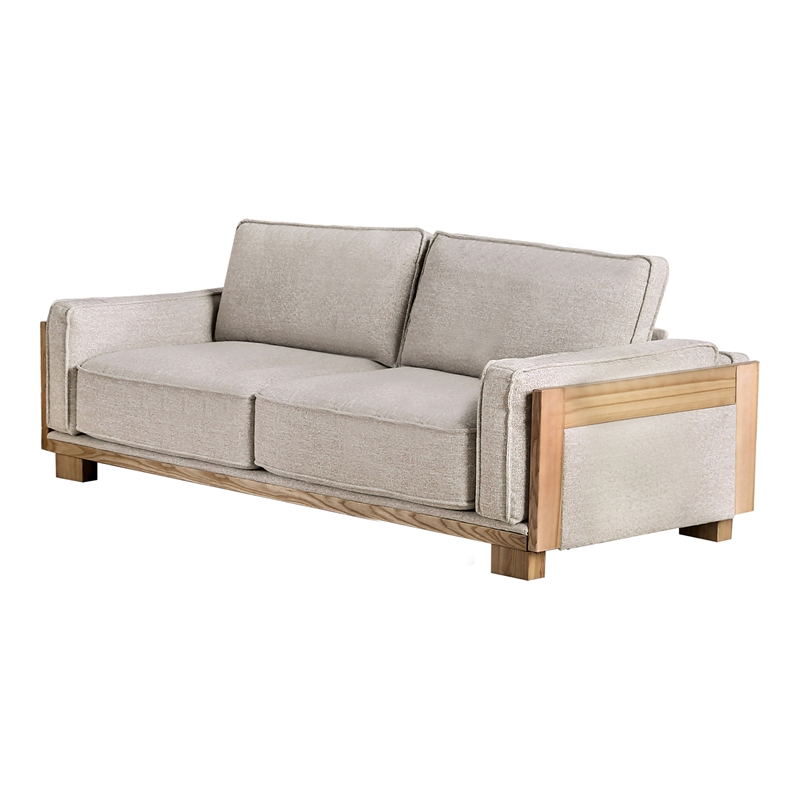 Furniture of America Hart Fabric Upholstered 3-Piece Sofa Set in Light Brown