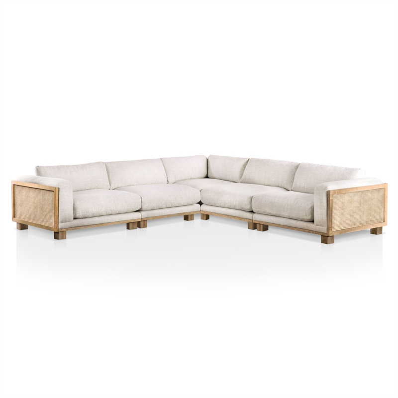 Furniture of America Drun Fabric Upholstered Sectional in Beige