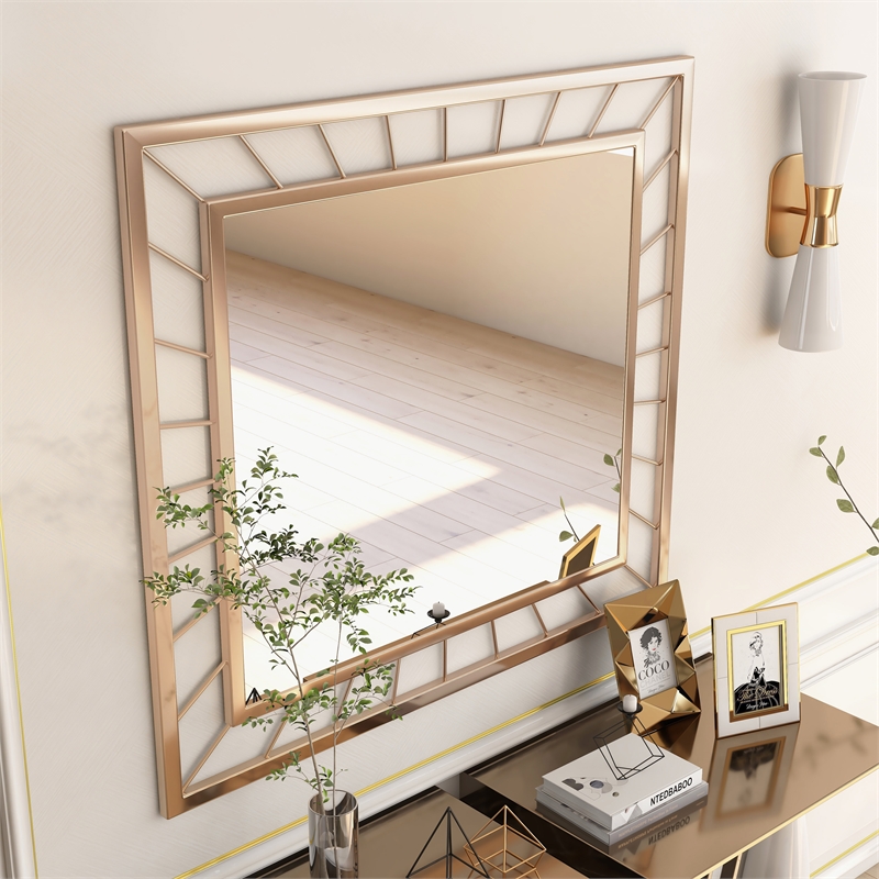 Furniture of America Axen Contemporary Metal Rectangle Mirror in Gold