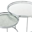 Furniture of America Vroma Metal Glass Top 2-Piece Nesting Tables Set in Chrome