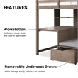 Furniture of America Banty Wood Twin Over Workstation Loft Bed in Gray