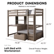 Furniture of America Banty Wood Twin Over Workstation Loft Bed in Gray