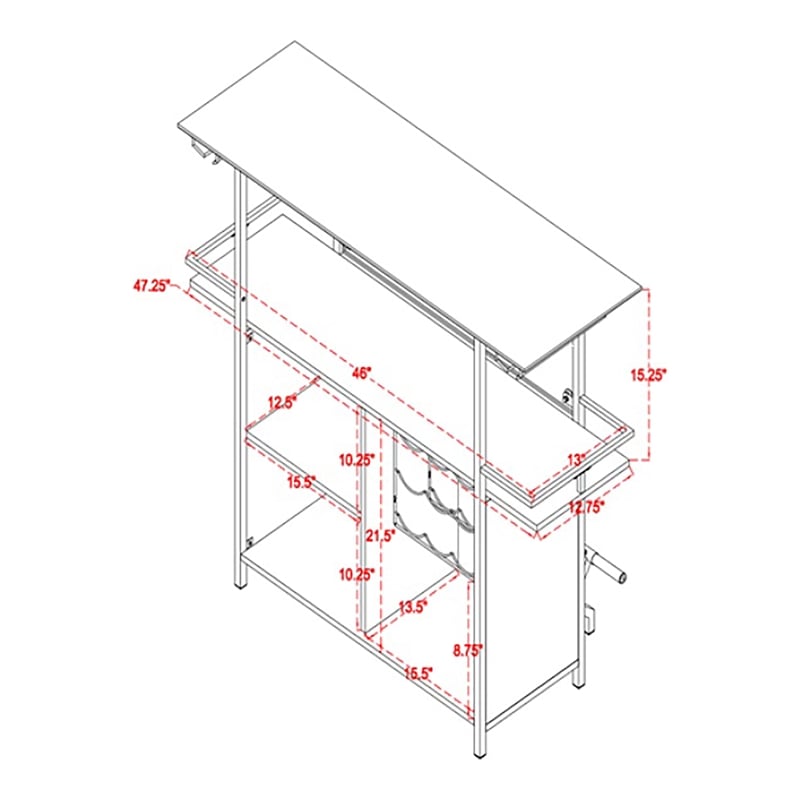 Furniture of America Taly Faux Marble Wood Multi-Storage Bar Table in White