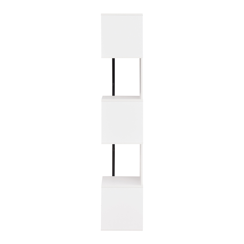 Furniture of America Cirion Modern Wood 5-Shelf Corner Bookcase in White