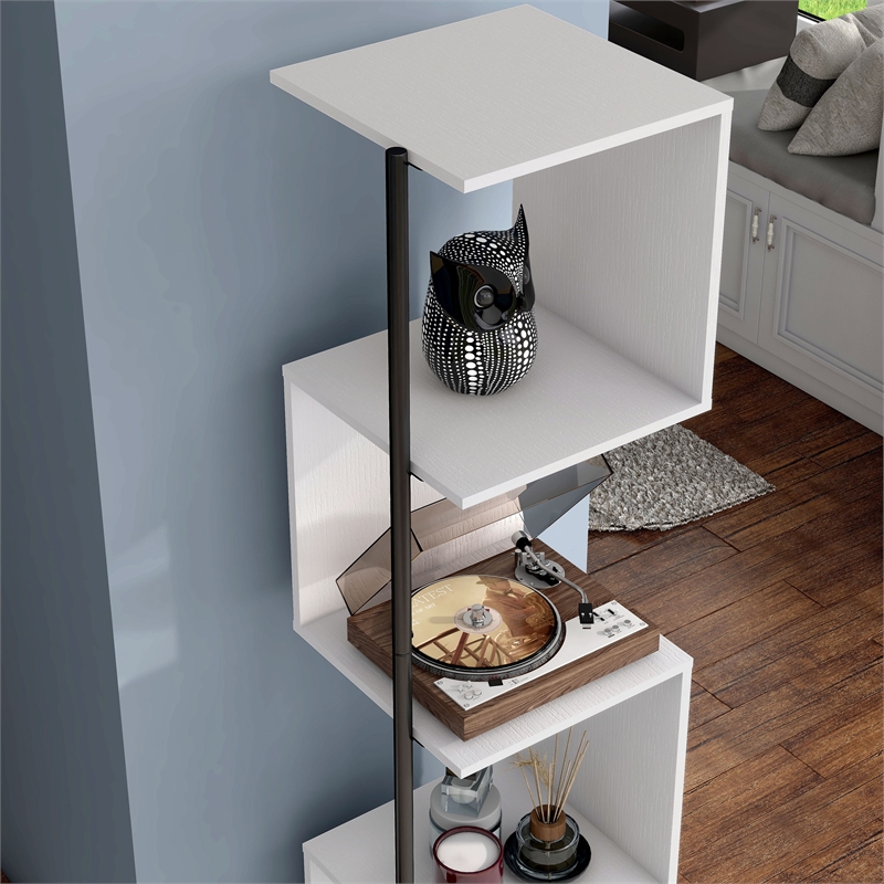 Furniture of America Cirion Modern Wood 5-Shelf Corner Bookcase in White