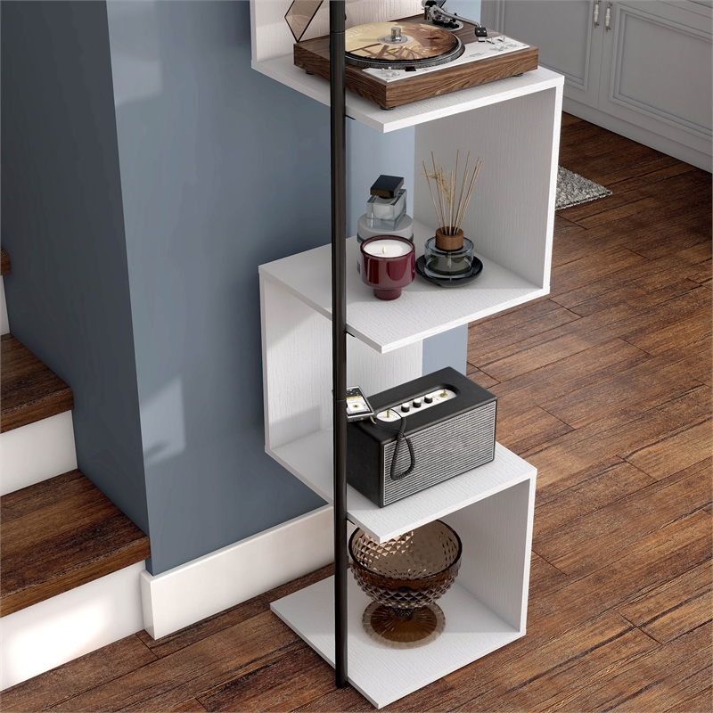 Furniture of America Cirion Modern Wood 5-Shelf Corner Bookcase in White