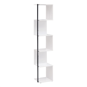 Furniture of America Cirion Modern Wood 5-Shelf Corner Bookcase in White