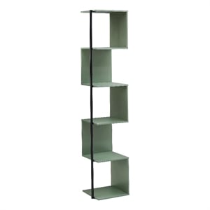 Furniture of America Cirion Modern Wood 5-Shelf Corner Bookcase in Sage Green
