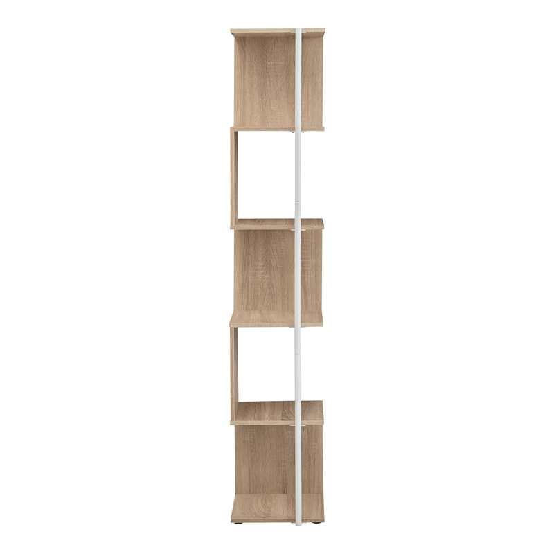 Furniture of America Cirion Modern Wood 5-Shelf Corner Bookcase in Natural