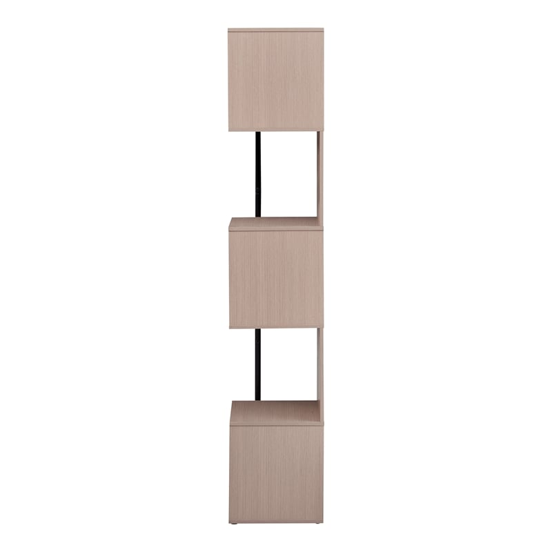 Furniture of America Cirion Modern Wood 5-Shelf Corner Bookcase in Blush Pink