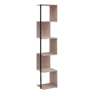 Furniture of America Cirion Modern Wood 5-Shelf Corner Bookcase in Blush Pink