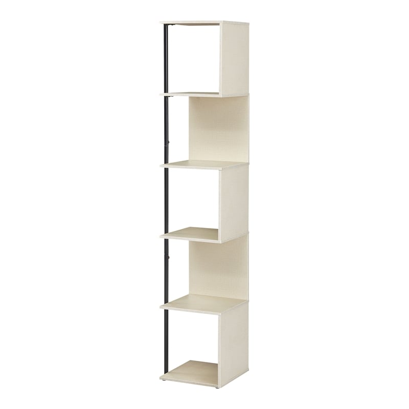 Furniture of America Cirion Modern Wood 5-Shelf Corner Bookcase in Cream Weave