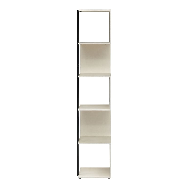 Furniture of America Cirion Modern Wood 5-Shelf Corner Bookcase in Cream Weave